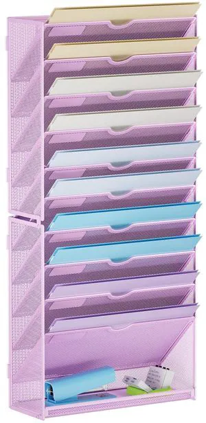 Wall File Holder 11-Tier Hanging Wall File Organizer, for Papers, Files Clipboard & Magazine Organizer, Wall Mount File Holder Great for Office Home (Purple) Wall File Holder 11-Tier Hanging Wall File Organizer, for Papers, Files Clipboard & Magazine Organizer, Wall Mount File Holder Great for Office Home (Purple)