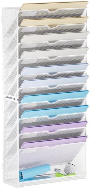 Wall File Holder 11-Tier Hanging Wall File Organizer, for Papers, Files Clipboard & Magazine Organizer, Wall Mount File Holder Great for Office Home (White) Wall File Holder 11-Tier Hanging Wall File Organizer, for Papers, Files Clipboard & Magazine Organizer, Wall Mount File Holder Great for Office Home (White)