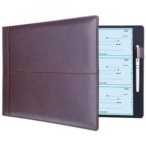 7 Ring Business Checkbook Binder for Business Checks, 600 Checks Capacity, PU Leather Check Book Binder Cover with Zipper Pouch, Executive Organizer Portfolio Holder for 9" x 13" Sheets, Coffee 7 Ring Business Checkbook Binder for Business Checks, 600 Checks Capacity, PU Leather Check Book Binder Cover with Zipper Pouch, Executive Organizer Portfolio Holder for 9" x 13" Sheets, Coffee