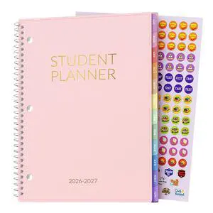 Student Planner 2026-2027, Middle or High School Planner for Academic Jul. 2026 - Jun. 2027, 8.5"×11" Lesson Plan Book with PVC Waterproof Cover, 3-Hole Punched, Bookmark,Planning Stickers, Pink Student Planner 2026-2027, Middle or High School Planner for Academic Jul. 2026 - Jun. 2027, 8.5"×11" Lesson Plan Book with PVC Waterproof Cover, 3-Hole Punched, Bookmark,Planning Stickers, Pink