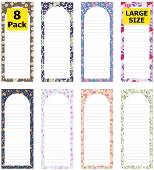 Large Magnetic Note Pads for Fridge, 8 Pack Floral Grocery List, 60 Sheets Strong magnetic back, 60 sheets per pad, 9 x 3.5 in, big shopping and to do list pads, fridge memo pads Large Magnetic Note Pads for Fridge, 8 Pack Floral Grocery List, 60 Sheets Strong magnetic back, 60 sheets per pad, 9 x 3.5 in, big shopping and to do list pads, fridge memo pads