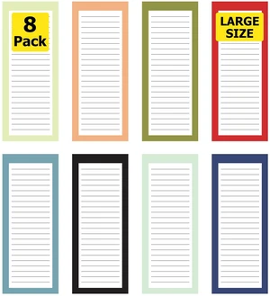 Large Magnetic Notepads for Refrigerator, 8 Pack Solid Grocery List Strong magnetic back, 60 sheets per pad, 9 x 3.5 in, big shopping and to do list pads, fridge memo pads Large Magnetic Notepads for Refrigerator, 8 Pack Solid Grocery List Strong magnetic back, 60 sheets per pad, 9 x 3.5 in, big shopping and to do list pads, fridge memo pads