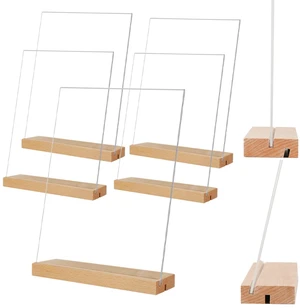 8.5 x 11 Acrylic Sign Holder with Wood Base 5 Pack L/T Shape Vertical or Slant Back Display for Wedding, Restaurant, Store, Office, Hotel 8.5 x 11 Acrylic Sign Holder with Wood Base 5 Pack L/T Shape Vertical or Slant Back Display for Wedding, Restaurant, Store, Office, Hotel