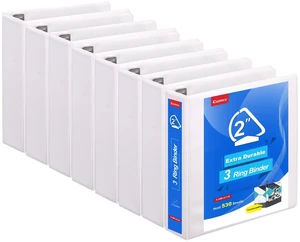 Heavy Duty Slant-D Ring View Binder, 2 inch 3 Ring Binders, Hold 500 Sheets of 8.5" x 11" Paper, 8 Pack (White) Heavy Duty Slant-D Ring View Binder, 2 inch 3 Ring Binders, Hold 500 Sheets of 8.5" x 11" Paper, 8 Pack (White)