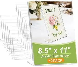 Acrylic Sign Stand Holder, 8.5x11 Plastic Clear Display Literature Holders 12 Pack Sign Holders Suit for Flyer, Magazine, Pamphlet, Booklet Display Acrylic Sign Stand Holder, 8.5x11 Plastic Clear Display Literature Holders 12 Pack Sign Holders Suit for Flyer, Magazine, Pamphlet, Booklet Display