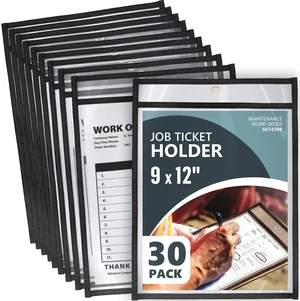 30 Pack Job Ticket Holders 9x12 Heavy Duty - Automotive Work Order Plastic Sleeves - Clear Shop Ticket Holders - Repair Order Sleeves - Plastic Sleeve for Paper - Dry Erase Pockets - Work Order Folder 30 Pack Job Ticket Holders 9x12 Heavy Duty - Automotive Work Order Plastic Sleeves - Clear Shop Ticket Holders - Repair Order Sleeves - Plastic Sleeve for Paper - Dry Erase Pockets - Work Order Folder