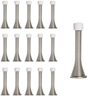 16 Pack Spring Door Stops 3 1/4 Inch Flexible Heavy Duty Spring Door Stopper with RustProof Screw Rubber Bumper Tips (Satin Nickel) 16 Pack Spring Door Stops 3 1/4 Inch Flexible Heavy Duty Spring Door Stopper with RustProof Screw Rubber Bumper Tips (Satin Nickel)