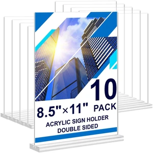 Acrylic Sign Holder 8.5 x 11,10 Pack Clear Sign Holder Double Sided Table Menu Vertical Desktop Display Stand Paper Flyer Holder Tabletop Sign Holder Suitable for Restaurants, Office, Store, Hotels Acrylic Sign Holder 8.5 x 11,10 Pack Clear Sign Holder Double Sided Table Menu Vertical Desktop Display Stand Paper Flyer Holder Tabletop Sign Holder Suitable for Restaurants, Office, Store, Hotels