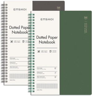 Dotted Spiral Journal Notebook, 2 Pack, 320 Pages, B5 (7.4" x 10") 100 GSM Thick Paper, Flexible Plastic Cover, for Journaling, Planning, Tracking & Sketching (Brown & Green) Dotted Spiral Journal Notebook, 2 Pack, 320 Pages, B5 (7.4" x 10") 100 GSM Thick Paper, Flexible Plastic Cover, for Journaling, Planning, Tracking & Sketching (Brown & Green)