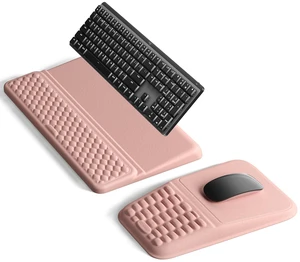 Keyboard Stand and Mouse Pad Set, Soft Memory Foam Wrist Rest Computer Wrist Support Pad, Ergonomic Tilt Keyboard Riser Lift, Mouse Support for Palm Hand Typing, Office, Gaming Pink Keyboard Stand and Mouse Pad Set, Soft Memory Foam Wrist Rest Computer Wrist Support Pad, Ergonomic Tilt Keyboard Riser Lift, Mouse Support for Palm Hand Typing, Office, Gaming Pink