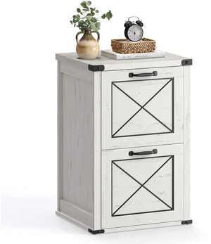 File Cabinet with 2 File Drawers, Printer Stand, Fit A4 Letter Size Hanging File Folders, Farmhouse Style, for Home Office, Rustic White, HANAN Collection UOFC048T73 File Cabinet with 2 File Drawers, Printer Stand, Fit A4 Letter Size Hanging File Folders, Farmhouse Style, for Home Office, Rustic White, HANAN Collection UOFC048T73