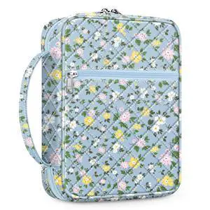 Bible Cover, Carrying Book Case Bible Bag with Handle Church Protective with Zippered Pocket, Gift for Mother Lady Women Men, Floral Dusty Blue Bible Cover, Carrying Book Case Bible Bag with Handle Church Protective with Zippered Pocket, Gift for Mother Lady Women Men, Floral Dusty Blue