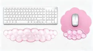Mouse Pad with Wrist Rest, Soft Cloud Gel Keyboard Mouse Pad Set with Hand Wrist Support, Cute Non Slip Office Desk Accessories for Comfort/Pain Relief/Computer/Laptop (2Pc Pink Cloud) Mouse Pad with Wrist Rest, Soft Cloud Gel Keyboard Mouse Pad Set with Hand Wrist Support, Cute Non Slip Office Desk Accessories for Comfort/Pain Relief/Computer/Laptop (2Pc Pink Cloud)