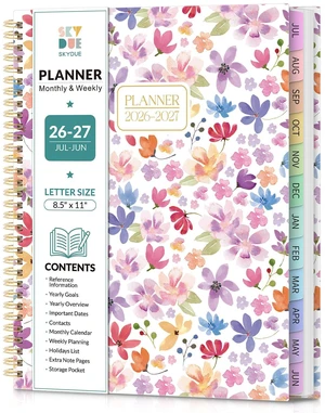 2026-2027 Monthly and Weekly Academic Planner, July 2026-June 2027, 8.5"x11", Agenda Calendar with Colorful Tabs and Storage Pocket, Ideal for School Office Supplies 2026-2027 Monthly and Weekly Academic Planner, July 2026-June 2027, 8.5"x11", Agenda Calendar with Colorful Tabs and Storage Pocket, Ideal for School Office Supplies