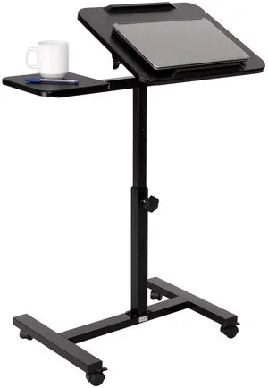 Airlift Height Adjustable Mobile Rolling Laptop Cart Computer Workstation Desk, Table for Home, Office, Classroom, Hospital, w/Wheels, Black, Tilt w/Side Table (28") (New Model) Airlift Height Adjustable Mobile Rolling Laptop Cart Computer Workstation Desk, Table for Home, Office, Classroom, Hospital, w/Wheels, Black, Tilt w/Side Table (28") (New Model)