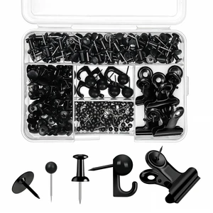 310 Pcs Black Push Pins Set, 5 Styles for Cork Board, Office, Home Plastic Heads, Steel Points, Includes Clips And Hooks, Storage Box, For Notes, Photos, Maps, And Calendars 310 Pcs Black Push Pins Set, 5 Styles for Cork Board, Office, Home Plastic Heads, Steel Points, Includes Clips And Hooks, Storage Box, For Notes, Photos, Maps, And Calendars