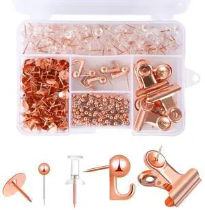 310 Pcs Rose Gold Push Pins Set, 5 Styles for Cork Board, Office, Home 310 Pcs Rose Gold Push Pins Set, 5 Styles for Cork Board, Office, Home