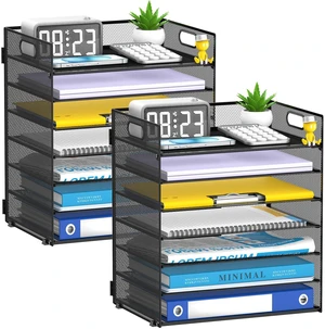 7 Tier Paper Organizer for Desk with Mesh Letter Trays and Handle 2 Pack 2 Pack Desk File Organizer with Handle for Sorting Papers, Files, Folders, Mail, Bills and Office Supplies 7 Tier Paper Organizer for Desk with Mesh Letter Trays and Handle 2 Pack 2 Pack Desk File Organizer with Handle for Sorting Papers, Files, Folders, Mail, Bills and Office Supplies