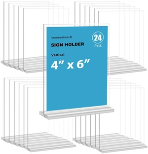 4x6 Inch Clear Acrylic Sign Holder, Display Stand, Plastic Card Holder for Business, Office, Retail (4x6 Inch 24 Pack) 4x6 Inch Clear Acrylic Sign Holder, Display Stand, Plastic Card Holder for Business, Office, Retail (4x6 Inch 24 Pack)