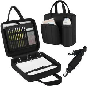 Upgraded Zipper Binder | 3-Inch & 2-Inch O-Rings, 600 Sheet Capacity Trapper Keeper with 13 Inch Laptop Sleeve & Water Bottle Holder, Binder Bag with Multi-Pockets & Shoulder Strap (Black) Upgraded Zipper Binder | 3-Inch & 2-Inch O-Rings, 600 Sheet Capacity Trapper Keeper with 13 Inch Laptop Sleeve & Water Bottle Holder, Binder Bag with Multi-Pockets & Shoulder Strap (Black)