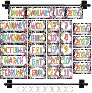 Black and White Flip Calendar for Classroom Bulletin Board Decor 2026-2029 Year 54 Date Cards,for Preschool Elementary,Teacher Supplies for Back to School,with Adjustable Holder Black and White Flip Calendar for Classroom Bulletin Board Decor 2026-2029 Year 54 Date Cards,for Preschool Elementary,Teacher Supplies for Back to School,with Adjustable Holder