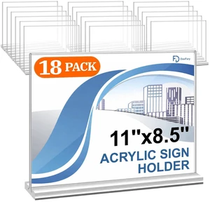 Acrylic Sign Holder 8.5 x 11 Horizontal, 18 Pack Double-Sided Clear Acrylic Picture Frame with Stable Tabletop Base, Double-Sided Display for Menus, Flyers, Offices, Stores and Events Acrylic Sign Holder 8.5 x 11 Horizontal, 18 Pack Double-Sided Clear Acrylic Picture Frame with Stable Tabletop Base, Double-Sided Display for Menus, Flyers, Offices, Stores and Events