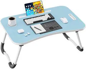 Folding Lap Desk, 23.6 Inch Wood Laptop Bed Desk with Cup Holder, Portable Bed Table for Working Writing Reading & Eating for Bed, Sofa, Couch, Floor - Blue Folding Lap Desk, 23.6 Inch Wood Laptop Bed Desk with Cup Holder, Portable Bed Table for Working Writing Reading & Eating for Bed, Sofa, Couch, Floor - Blue