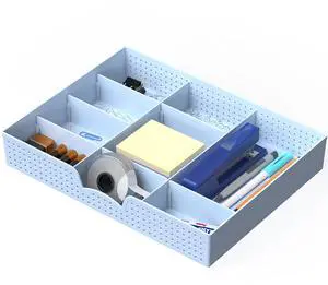 Drawer Organizer Tray, 9 Adjustable Compartments, Blue For Office, Makeup, and Craft Drawer or Desktop Storage Drawer Organizer Tray, 9 Adjustable Compartments, Blue For Office, Makeup, and Craft Drawer or Desktop Storage