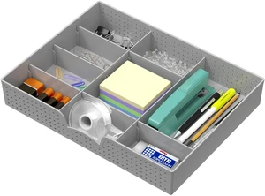Drawer Organizer Tray, 9 Adjustable Compartments, Gray For Office, Makeup, and Craft Drawer or Desktop Storage Drawer Organizer Tray, 9 Adjustable Compartments, Gray For Office, Makeup, and Craft Drawer or Desktop Storage