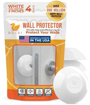Door Stoppers Wall Protector 2" Reusable & Self Adhesive - 4 Pack White Discreet Home Door Knob Wall Protector, Door Bumper with Adhesive - Rubber Door Stops, Shock Absorbent Door Handle Stopper Door Stoppers Wall Protector 2" Reusable & Self Adhesive - 4 Pack White Discreet Home Door Knob Wall Protector, Door Bumper with Adhesive - Rubber Door Stops, Shock Absorbent Door Handle Stopper