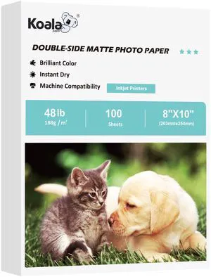 Double Sided Matte Photo Paper 8X10 Inch 48LB 100 Sheets Presentation Paper Compatible with Inkjet Printer, 180gsm Double Sided Matte Photo Paper 8X10 Inch 48LB 100 Sheets Presentation Paper Compatible with Inkjet Printer, 180gsm