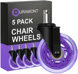 Office Chair Wheels - Set of 5 Rollerblade-Style Caster Wheels, Smooth & Quiet Rolling, Protects Hardwood Floors & Carpets, Universal Fit, Durable and Long-Lasting - Purple Office Chair Wheels - Set of 5 Rollerblade-Style Caster Wheels, Smooth & Quiet Rolling, Protects Hardwood Floors & Carpets, Universal Fit, Durable and Long-Lasting - Purple