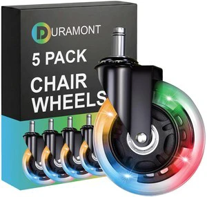 Office Chair Wheels - Set of 5 Rollerblade-Style Caster Wheels, Smooth & Quiet Rolling, Protects Hardwood Floors & Carpets, Universal Fit, Durable and Long-Lasting - Multicolor Office Chair Wheels - Set of 5 Rollerblade-Style Caster Wheels, Smooth & Quiet Rolling, Protects Hardwood Floors & Carpets, Universal Fit, Durable and Long-Lasting - Multicolor