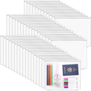 48 Pack Letter Size Binder Pockets for 3-Ring Binder Zipper Pouch Waterproof PVC Document Organizer 3-Hole Loose Leaf Folders File Sleeves Storage Bags Side Loading for Business Office Supplies 48 Pack Letter Size Binder Pockets for 3-Ring Binder Zipper Pouch Waterproof PVC Document Organizer 3-Hole Loose Leaf Folders File Sleeves Storage Bags Side Loading for Business Office Supplies