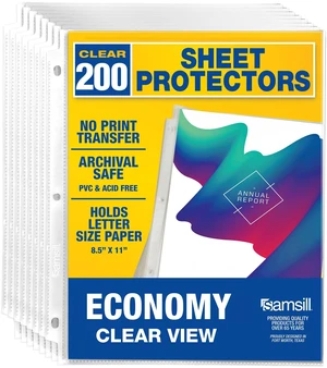 200 Pack Sheet Protectors, 8.5x11 Inch Page Protectors for 3 Ring Binder, Standard Weight, Clear Protector, Letter Size, Top Loading, Acid Free 200 Pack Sheet Protectors, 8.5x11 Inch Page Protectors for 3 Ring Binder, Standard Weight, Clear Protector, Letter Size, Top Loading, Acid Free