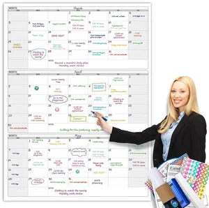Large Calendar whiteboard for wall, Dry Erase 3 Month Calendar 46 x 63In Big Quarterly Erasable Three Monthly White Board, Huge 90 Day Multi Months Calendars, Jumbo Laminated Planner For Office Large Calendar whiteboard for wall, Dry Erase 3 Month Calendar 46 x 63In Big Quarterly Erasable Three Monthly White Board, Huge 90 Day Multi Months Calendars, Jumbo Laminated Planner For Office