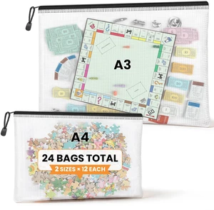 Black A3 A4 Mesh Zipper Storage Bags, 24 Pack File Organizer Pouches 12pcs A3 & 12pcs A4 Bag, Large Sizes Organize Documents, Contracts and Project Files with Labels for a Professional Workspace Black A3 A4 Mesh Zipper Storage Bags, 24 Pack File Organizer Pouches 12pcs A3 & 12pcs A4 Bag, Large Sizes Organize Documents, Contracts and Project Files with Labels for a Professional Workspace