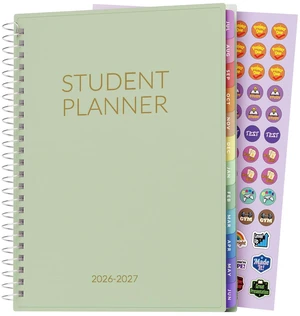 Student Planner 2026-2027, Middle or High School Planner for Academic Year Jul. 2026 - Jun. 2027, 6.5" x 8.3" Lesson Plan Datebook with PVC Waterproof Cover, Bookmark, Planning Stickers, Green Student Planner 2026-2027, Middle or High School Planner for Academic Year Jul. 2026 - Jun. 2027, 6.5" x 8.3" Lesson Plan Datebook with PVC Waterproof Cover, Bookmark, Planning Stickers, Green