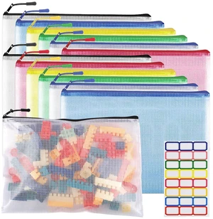 12pcs Large A4 Mesh Zipper Pouch File Bags Reusable Zippered Pouches for Organizing Classroom, Board Game Storage, Puzzle Bags 12pcs Large A4 Mesh Zipper Pouch File Bags Reusable Zippered Pouches for Organizing Classroom, Board Game Storage, Puzzle Bags