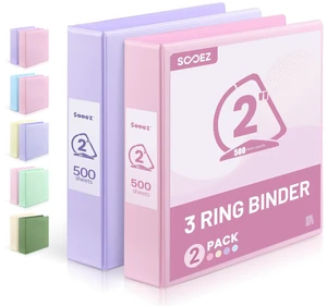 BinderX 2 Inch 3 Ring Binder, D-Ring Large Binders, Holds 500 Sheets 8.5x11 Paper, PVC-Free, Customizable View Cover with 2 Inside Pockets, School & Office Supplies, Assorted Pastels, 2-Pack BinderX 2 Inch 3 Ring Binder, D-Ring Large Binders, Holds 500 Sheets 8.5x11 Paper, PVC-Free, Customizable View Cover with 2 Inside Pockets, School & Office Supplies, Assorted Pastels, 2-Pack