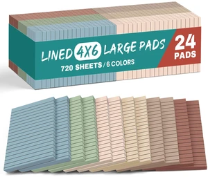 Lined Sticky Notes, 4 x 6 Inches, 24 Pads, 30 Sheets/Pad, Vintage Large Sticky Notes with Lines for Office, Home, School, Ruled Memo Note Pads for Shopping, Planning, Studying Lined Sticky Notes, 4 x 6 Inches, 24 Pads, 30 Sheets/Pad, Vintage Large Sticky Notes with Lines for Office, Home, School, Ruled Memo Note Pads for Shopping, Planning, Studying