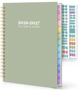Teacher Planner 2026-2027 Academic Year, Lesson Plan Book, Green 8.5" x 11" Teacher Lesson Planner with Monthly Tabs & Stickers, Lesson Plan Book 26-27, Green Teacher Planner 2026-2027 Academic Year, Lesson Plan Book, Green 8.5" x 11" Teacher Lesson Planner with Monthly Tabs & Stickers, Lesson Plan Book 26-27, Green