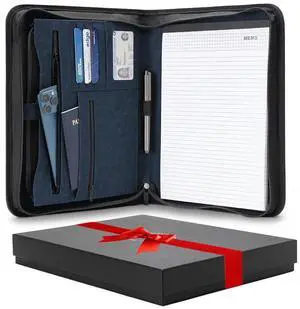 Portfolio Binder, Slim No Ring, Zipper, Vegan Leather, Blue Portfolio Binder, Slim No Ring, Zipper, Vegan Leather, Blue