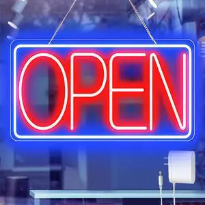 16.5" X 9" Led Neon Open Signs for Business - 12V/2A Ultra Bright Led Neon Sign with ON/OFF Switch - Plug In Electric Light Up Sign for Bar, Salon, Coffee Stores, Club, Hotel (Horizontal) 16.5" X 9" Led Neon Open Signs for Business - 12V/2A Ultra Bright Led Neon Sign with ON/OFF Switch - Plug In Electric Light Up Sign for Bar, Salon, Coffee Stores, Club, Hotel (Horizontal)