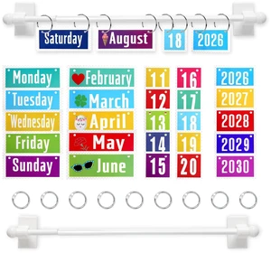 Magnetic Rod Flip Calendar for Classroom Whiteboard for Teachers 2026 Upgraded Adjustable Holder,Colorful Calendar Date Cards,Bulletin Board Set,Home school Decor Magnetic Rod Flip Calendar for Classroom Whiteboard for Teachers 2026 Upgraded Adjustable Holder,Colorful Calendar Date Cards,Bulletin Board Set,Home school Decor