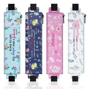 Elastic Pen Holder for Notebook, 4 Pack PU Leather Pouches with Pocket Adjustable 7.514.6 in bands secure each 7 × 2.2 in zippered case; front pocket holds 12 pens Elastic Pen Holder for Notebook, 4 Pack PU Leather Pouches with Pocket Adjustable 7.514.6 in bands secure each 7 × 2.2 in zippered case; front pocket holds 12 pens