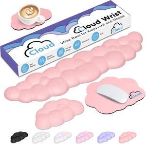4 in 1 Ergonomic Leather Cloud Wrist Rest Keyboard and Mouse Pad & Coaster Full 4-Piece Set, Non-Slip PU Base, Soft Memory Foam Comfort For Long Work/Gaming Hours, Cute Desk Decor, Easy To Clean 4 in 1 Ergonomic Leather Cloud Wrist Rest Keyboard and Mouse Pad & Coaster Full 4-Piece Set, Non-Slip PU Base, Soft Memory Foam Comfort For Long Work/Gaming Hours, Cute Desk Decor, Easy To Clean