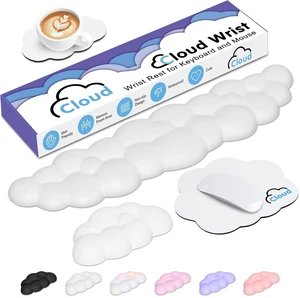 4 in 1 Ergonomic Leather Cloud Wrist Rest Keyboard and Mouse Pad & Coaster Full 4-Piece Set, Non-Slip PU Base, Soft Memory Foam Comfort For Long Work/Gaming Hours, Cute Desk Decor, Easy To Clean 4 in 1 Ergonomic Leather Cloud Wrist Rest Keyboard and Mouse Pad & Coaster Full 4-Piece Set, Non-Slip PU Base, Soft Memory Foam Comfort For Long Work/Gaming Hours, Cute Desk Decor, Easy To Clean