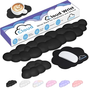 4 in 1 Ergonomic Leather Cloud Wrist Rest Keyboard and Mouse Pad & Coaster Full 4-Piece Set, Non-Slip PU Base, Soft Memory Foam Comfort For Long Work/Gaming Hours, Cute Desk Decor, Easy To Clean 4 in 1 Ergonomic Leather Cloud Wrist Rest Keyboard and Mouse Pad & Coaster Full 4-Piece Set, Non-Slip PU Base, Soft Memory Foam Comfort For Long Work/Gaming Hours, Cute Desk Decor, Easy To Clean