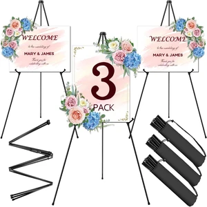 63" Easel Stand for Display, 3 Pack Portable Foldable Metal Easel Easels for Signs Wedding Logos,Arts, Painting,Adjustable Floor Easels with 3 Storage Bag 63" Easel Stand for Display, 3 Pack Portable Foldable Metal Easel Easels for Signs Wedding Logos,Arts, Painting,Adjustable Floor Easels with 3 Storage Bag